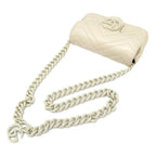 Gucci GG Marmont Leather Chain Belt Bag – White