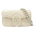 Gucci GG Marmont Leather Chain Belt Bag – White