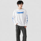 WTM Anime Inspired Long Sleeve Graphic T-Shirt - White Cotton Streetwear Tee