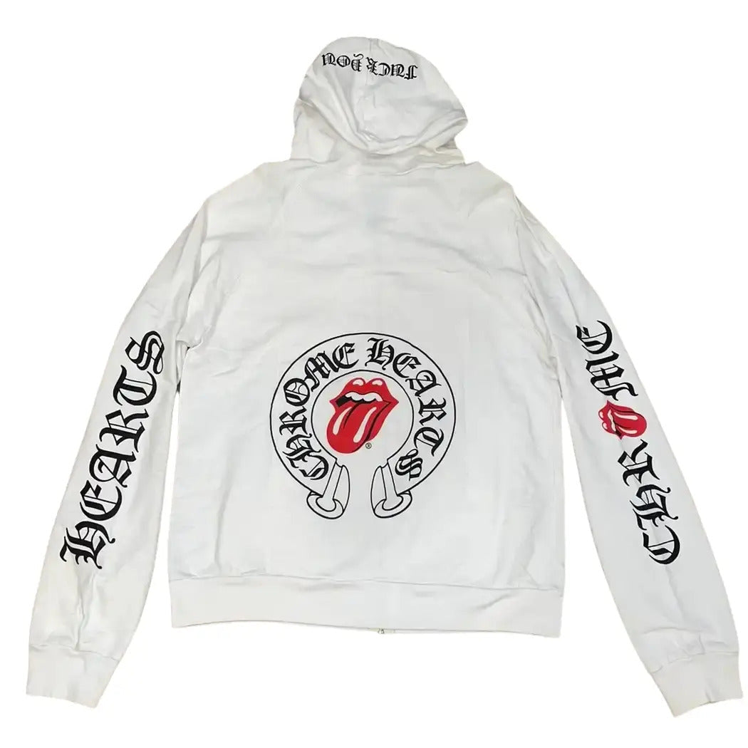 Chrome Hearts White Cotton Zip-Up Hoodie