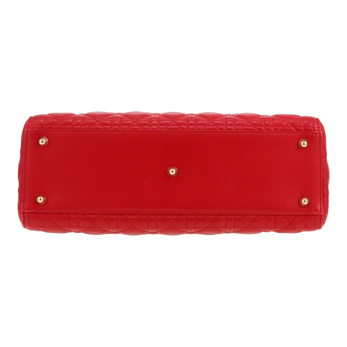 Dior Large Lady Dior Cannage Leather Bag - Red