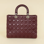 Dior Large Lady Dior Cannage Lambskin Bag - Burgundy