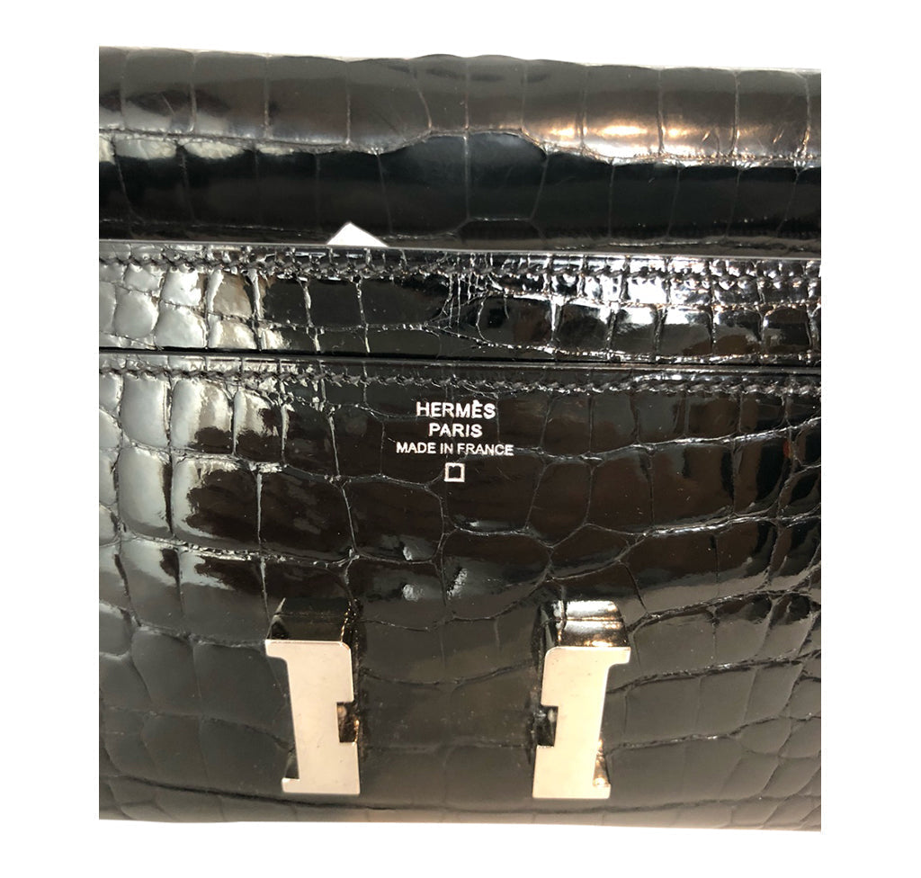 Hermès Constance Long Wallet Alligator Noir Clutch