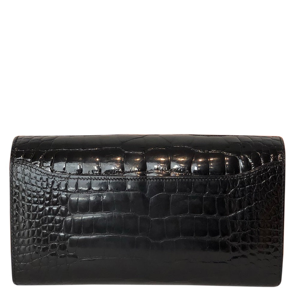 Hermès Constance Long Wallet Alligator Noir Clutch