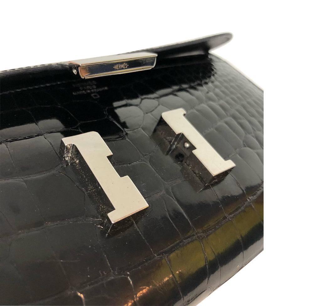 Hermès Constance Long Wallet Alligator Noir Clutch