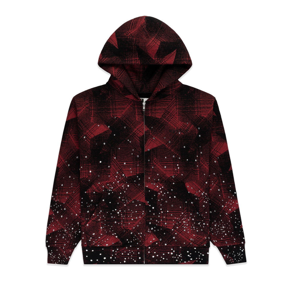 Sp5der Star Plaid Full Zip Hoodie - Black