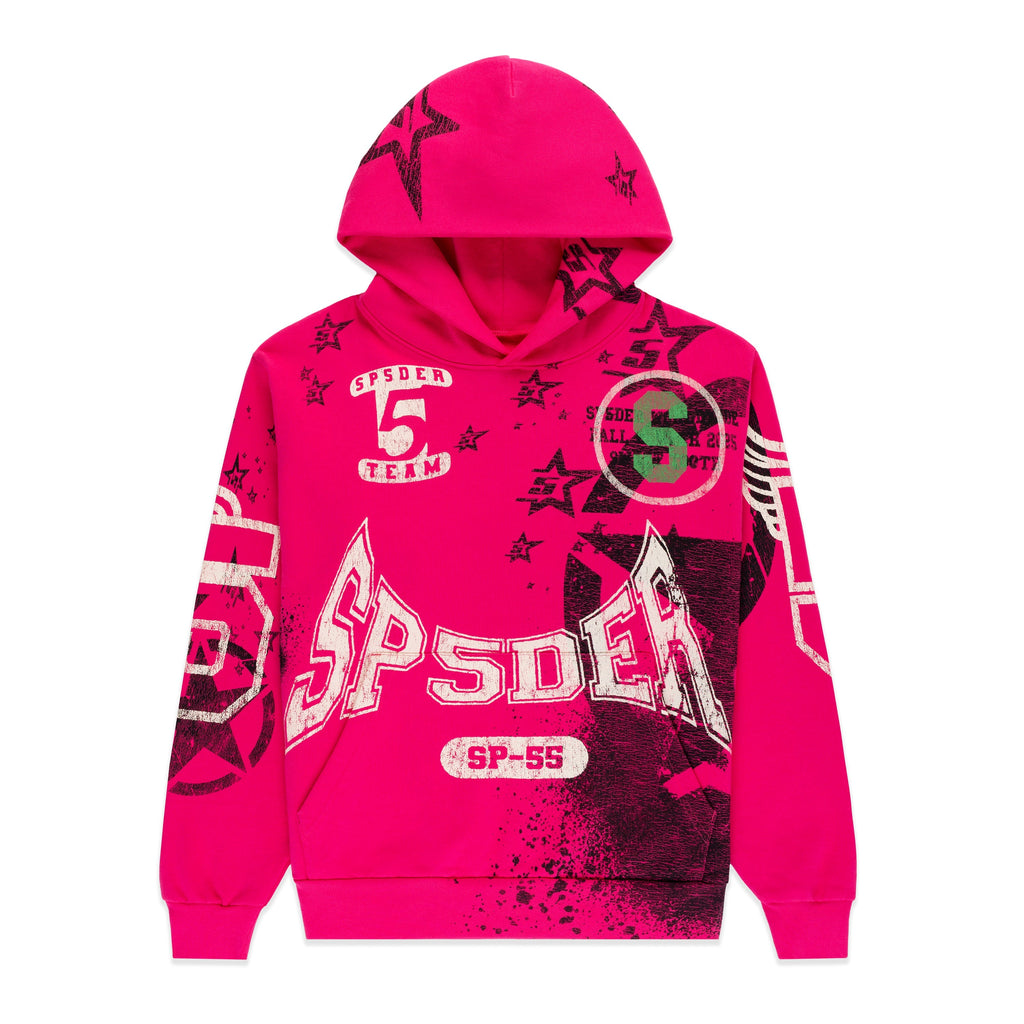 Sp5der Stencil Hoodie - Pink