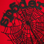 Sp5der Og Web Studded Zip Hoodie - Red