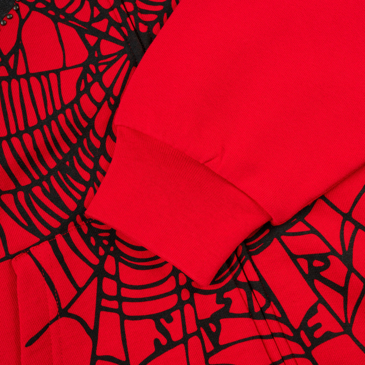 Sp5der Og Web Studded Zip Hoodie - Red