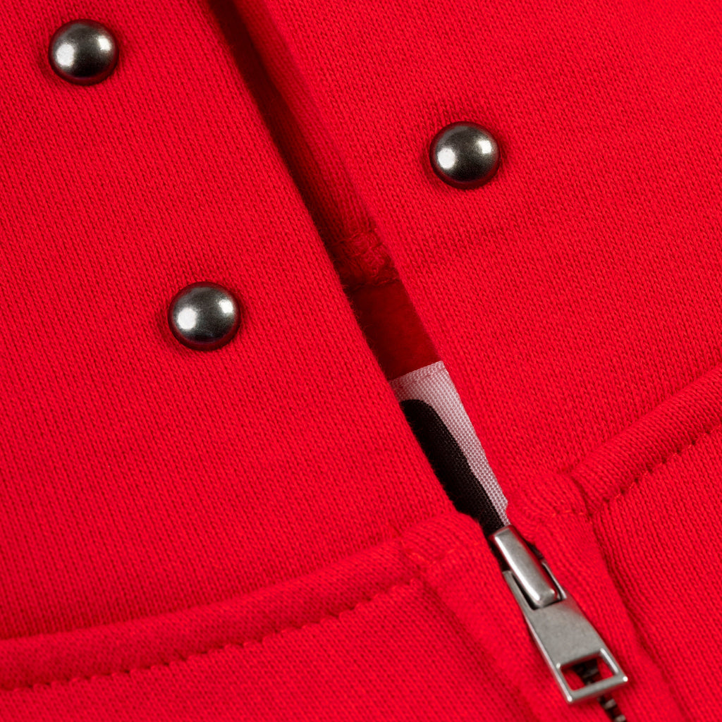 Sp5der Og Web Studded Zip Hoodie - Red