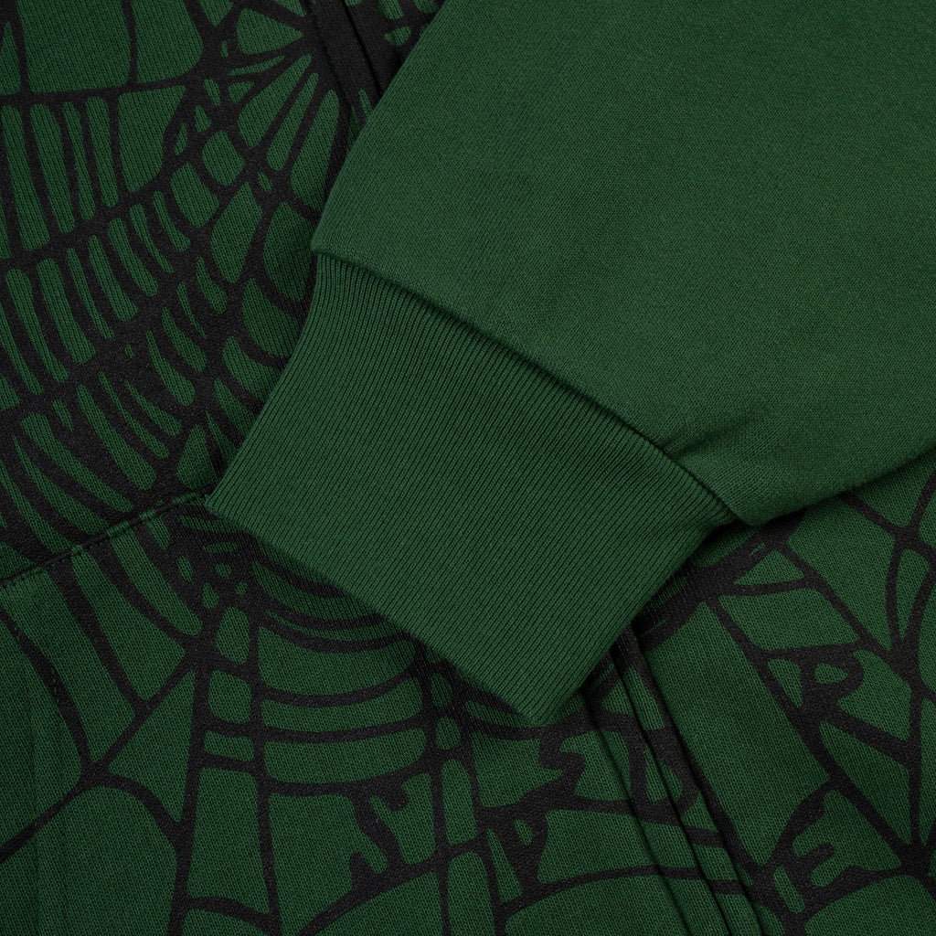 Sp5der Og Web Studded Zip Hoodie - Green