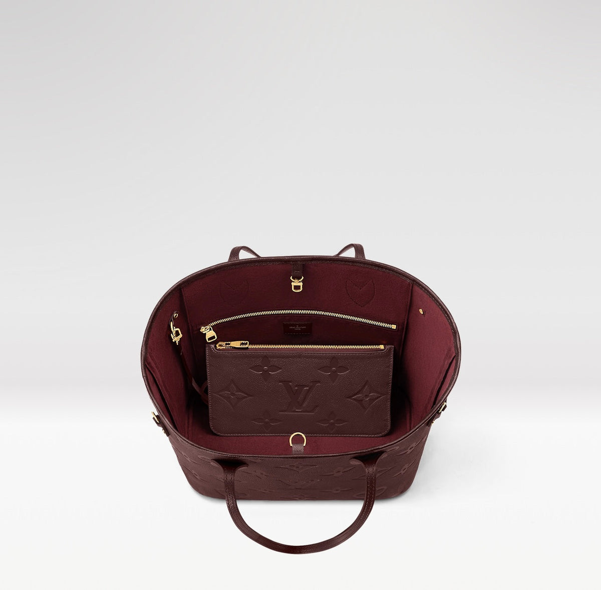 Louis Vuitton Neverfull MM Wine Burgundy Monogram Empreinte Leather Tote M46599