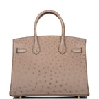 Hermes Gris Asphalte Ostrich Birkin 30cm Gold Hardware