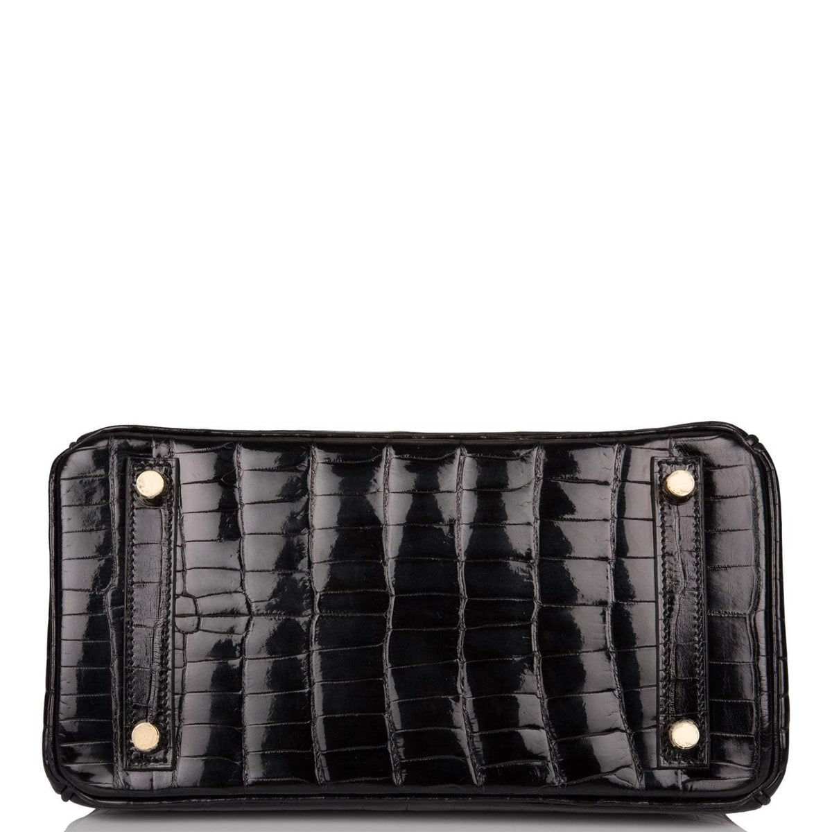 Hermes Black Shiny Niloticus Crocodile Birkin 25cm Gold Hardware