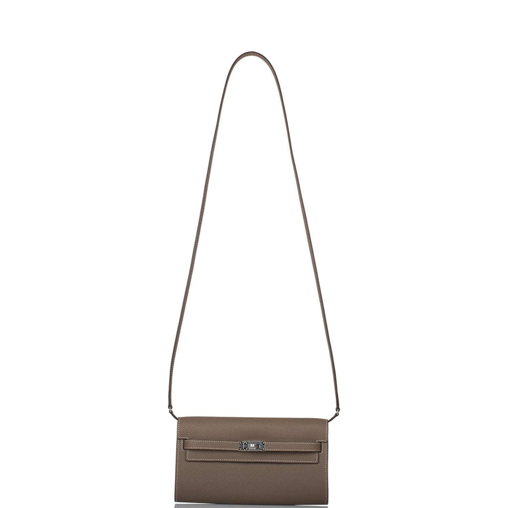 Hermes Etoupe Epsom Kelly Wallet To Go Palladium Hardware