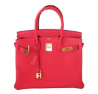 Hermes Birkin 30 Rouge Pivoine Clemence Bag