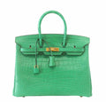 Hermes Birkin 35 Cactus Matte Alligator Gold Hardware
