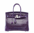 Hermes Birkin 35 Amethyst Porosus Crocodile Leather Palladium Hardware