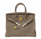 Hermès Etoupe Togo Birkin 35 Bag GHW