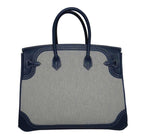 Hermès Birkin Ghillies 35 Bag Blue Toile