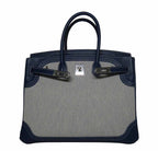 Hermès Birkin Ghillies 35 Bag Blue Toile