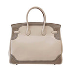 Hermes Birkin 35 Ghillies Limited Edition Argile & Etoupe Swift Leather Palladium Hardware