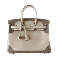 Hermes Birkin 35 Ghillies Limited Edition Argile & Etoupe Swift Leather Palladium Hardware