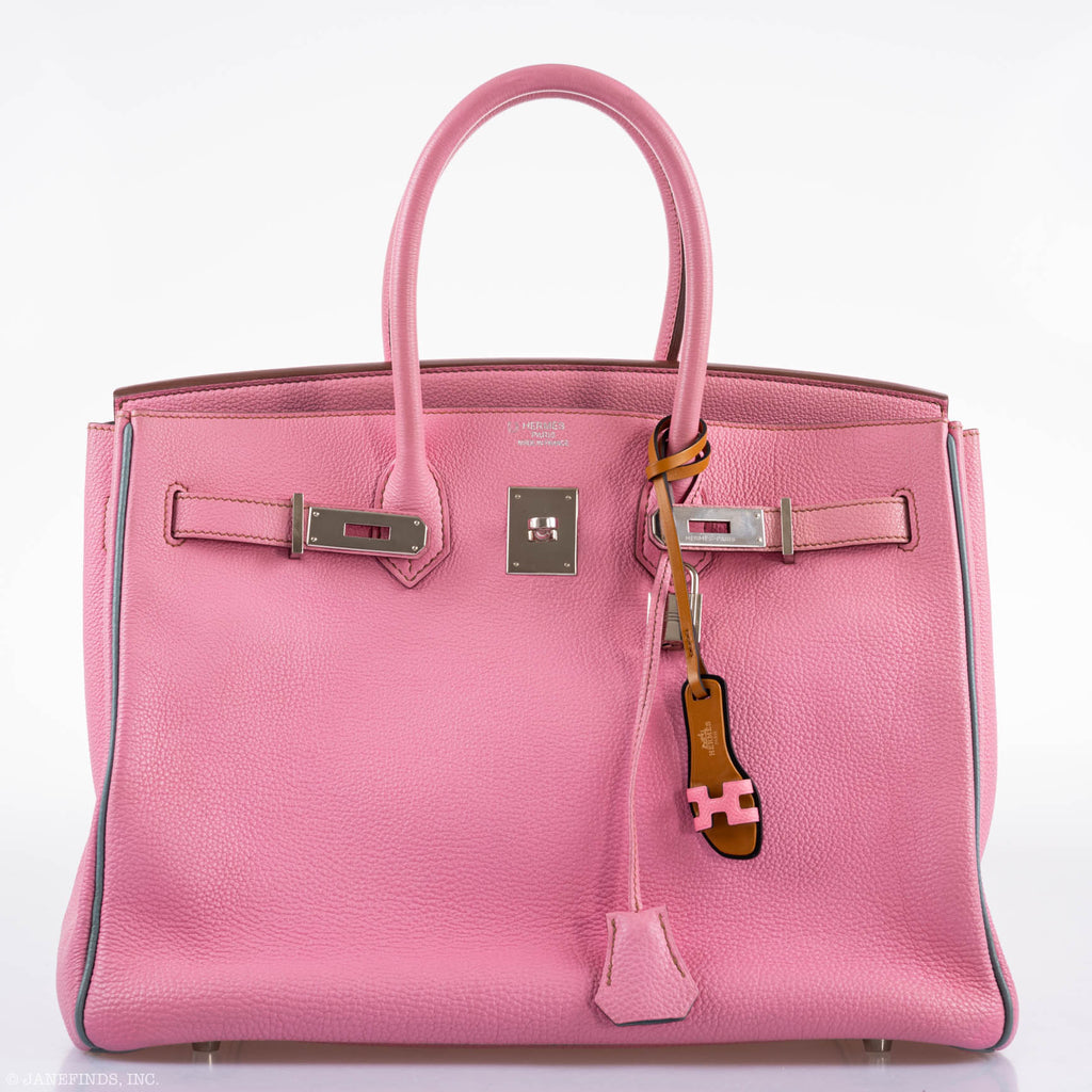 Hermes Birkin 35 HSS Bubblegum Pink & Celeste Togo Leather Palladium Hardware