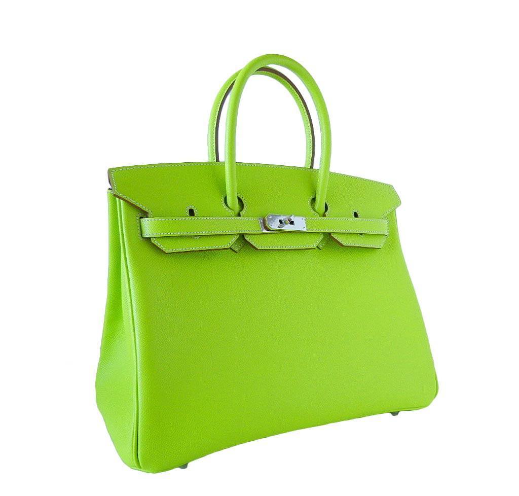 Hermes Birkin 35 Kiwi Epsom Leather Palladium Hardware