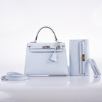 Hermes Kelly Wallet To Go Blue Brume Epsom Gold Hardware
