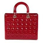 Dior Large Lady Dior Cannage Lambskin Bag - Red