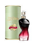 Jean Paul Gaultier La Belle perfume bottle and packaging on a white background