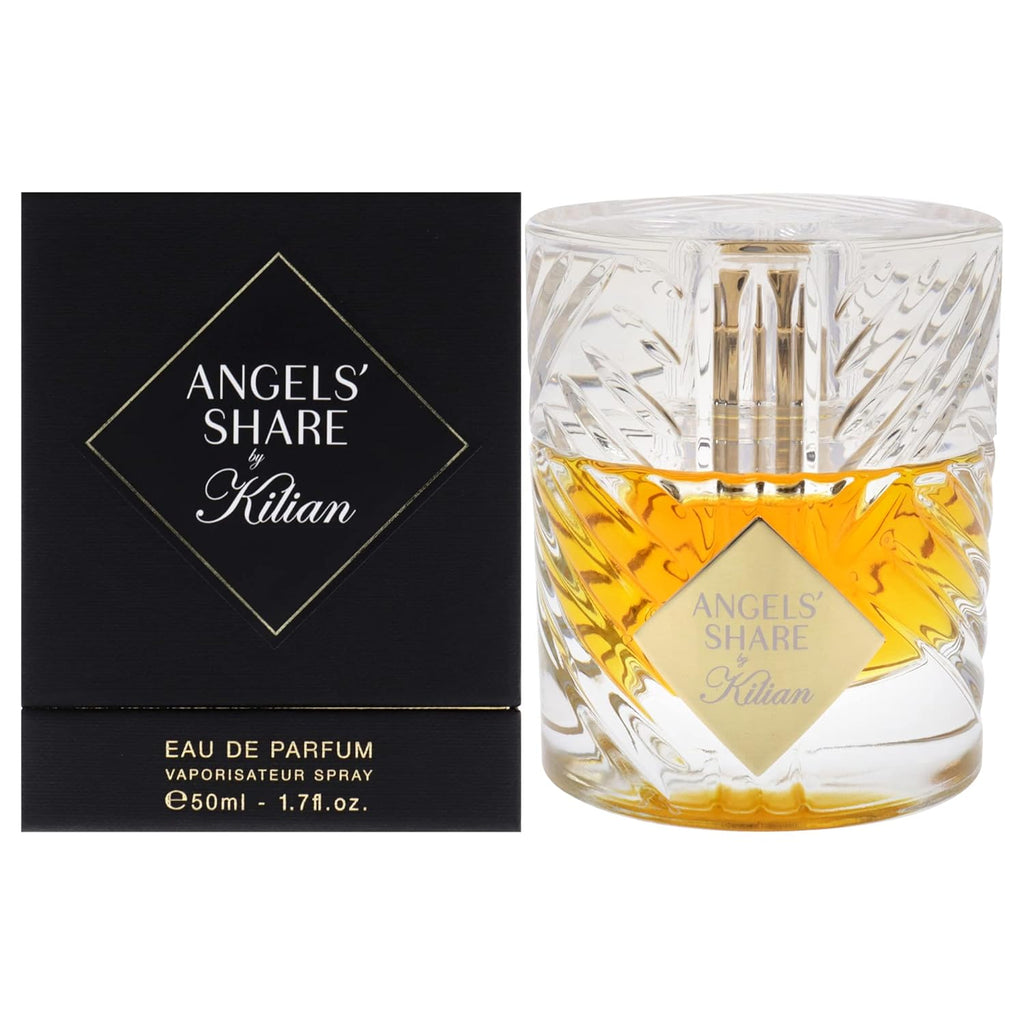 Kilian Angels' Share eau de parfum bottle and packaging on a white background