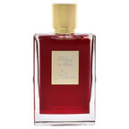Red perfume bottle with gold cap on a white background
