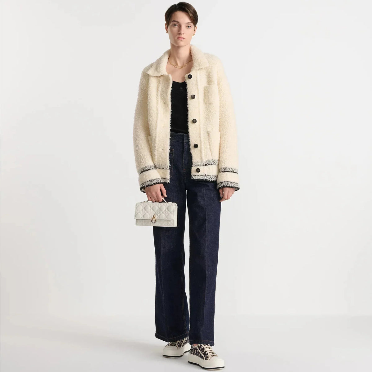 Dior My Dior Cannage Lambskin Top Handle Bag - White