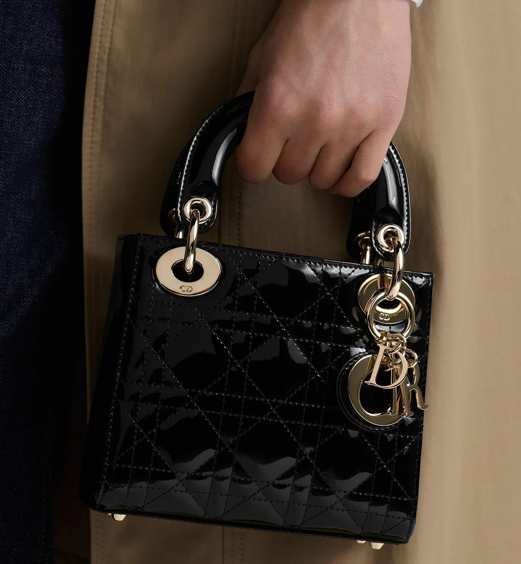 Dior Mini Lady Dior Cannage Calfskin Bag - Black
