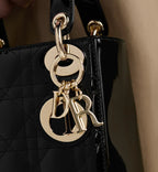 Dior Mini Lady Dior Cannage Calfskin Bag - Black