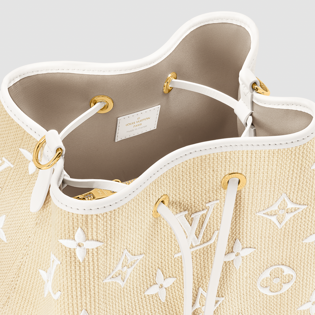 Louis Vuitton NeoNoe MM White Monogram Cotton Bucket Bag M22852