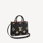 Louis Vuitton Black and Beige Embossed Grained Leather On-the-Go Tote Bag
