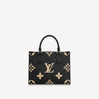 Louis Vuitton Black and Beige Embossed Grained Leather On-the-Go Tote Bag