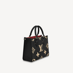 Louis Vuitton Black and Beige Embossed Grained Leather On-the-Go Tote Bag