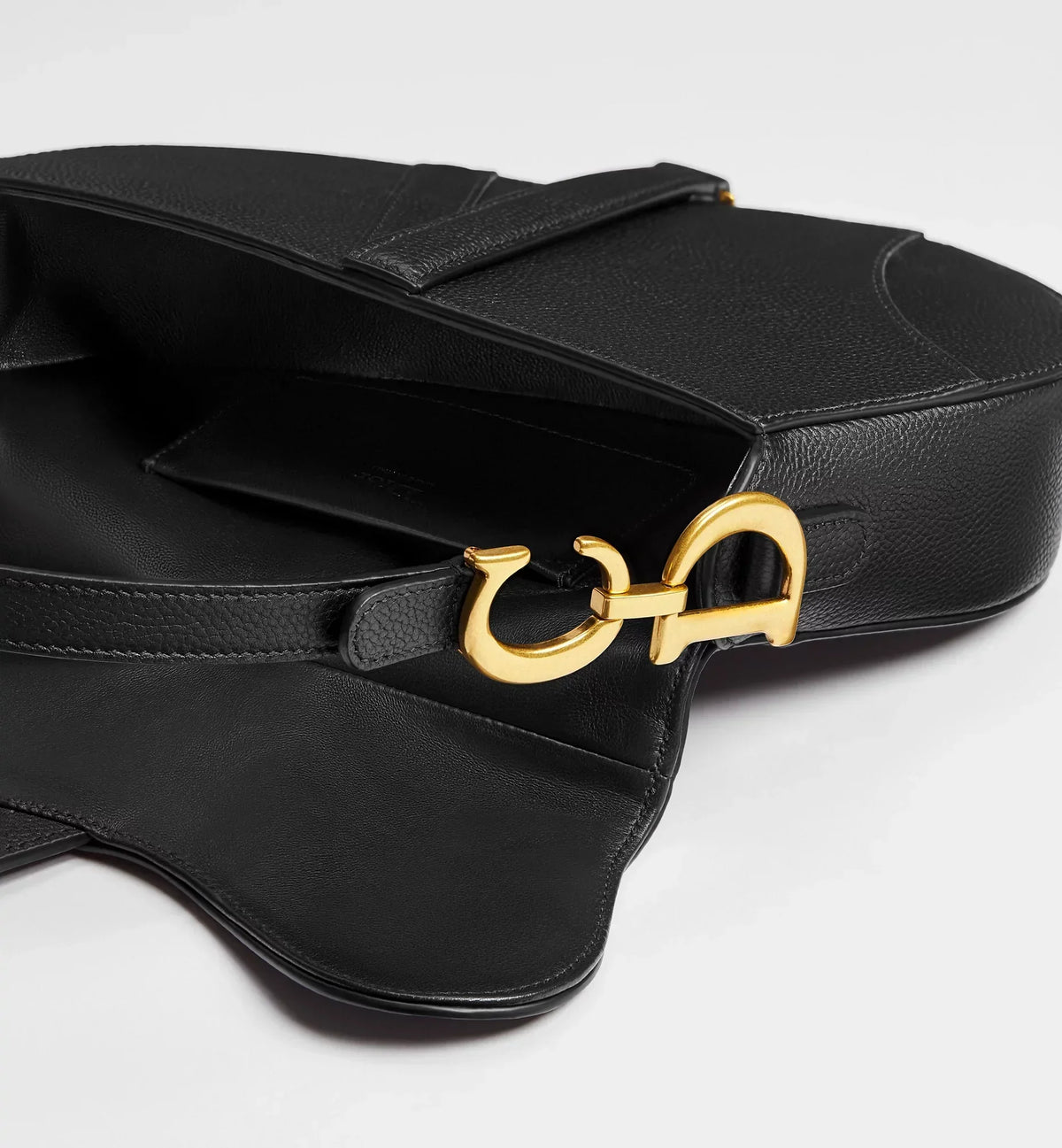 Dior Grained Calfskin Small Saddle Bag with Strap - Black