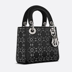 Dior Mini Lady Dior Strass Cannage Satin Bag - Black