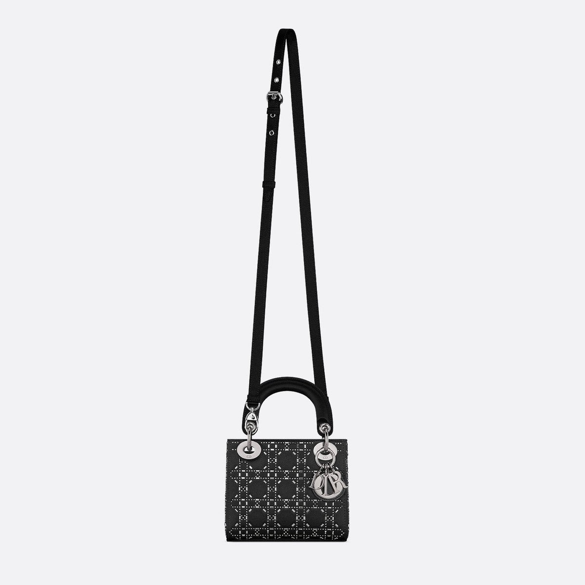 Dior Mini Lady Dior Strass Cannage Satin Bag - Black