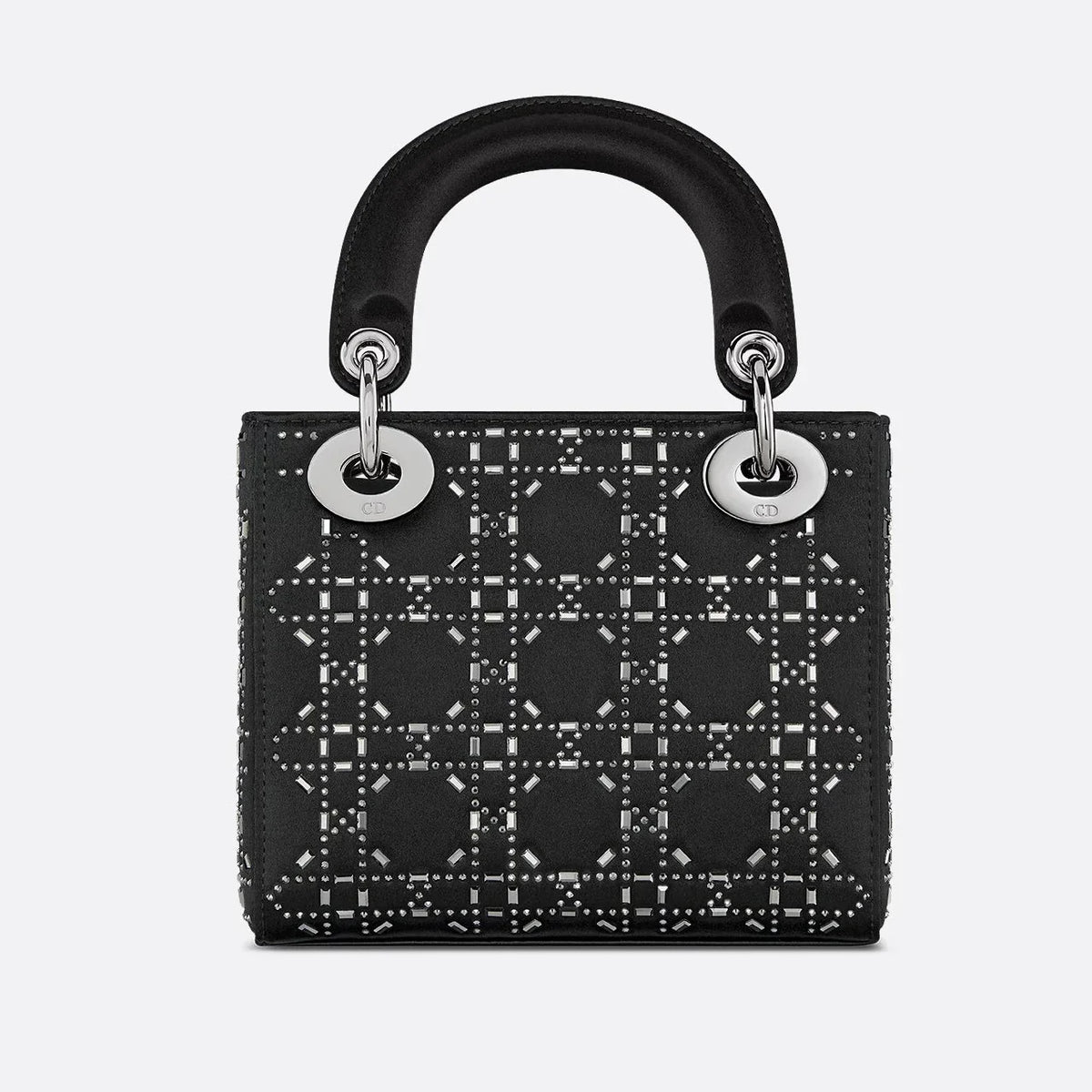 Dior Mini Lady Dior Strass Cannage Satin Bag - Black
