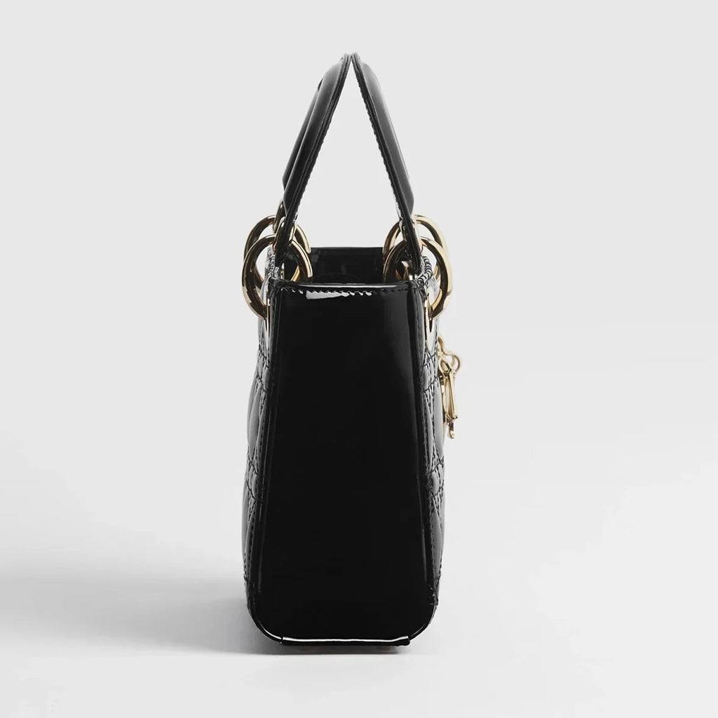 Dior Mini Lady Dior Cannage Calfskin Bag - Black