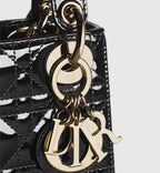 Dior Mini Lady Dior Cannage Calfskin Bag - Black