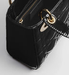 Dior Mini Lady Dior Cannage Calfskin Bag - Black
