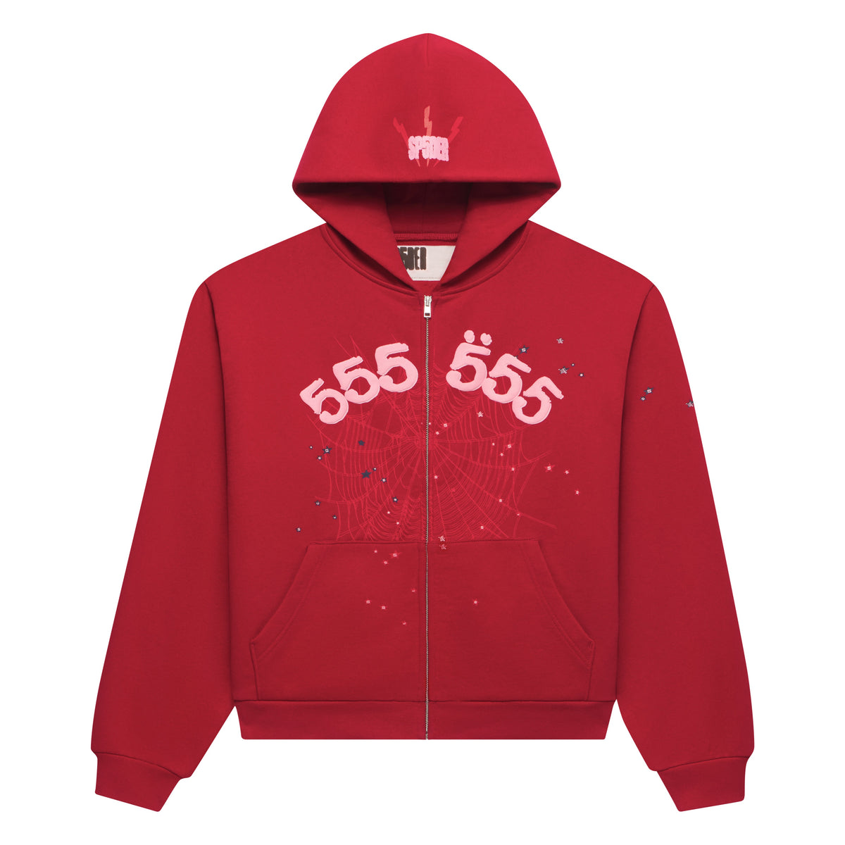 Sp5der Angel Number Zip Hoodie - Merlot