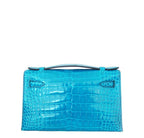 Hermès Alligator Kelly Pochette Mini Bag Blue Izmir